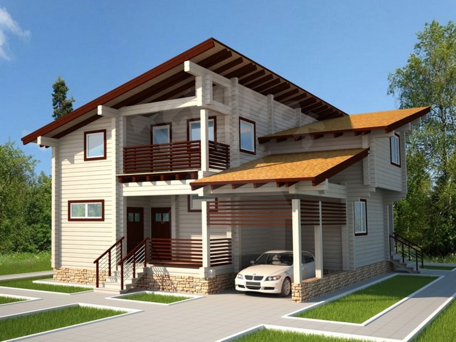 Дом с гаражом и террасой