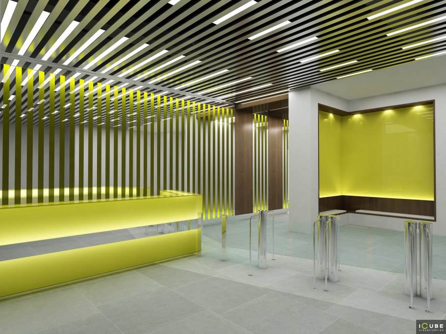 Рейки в общественном интерьере