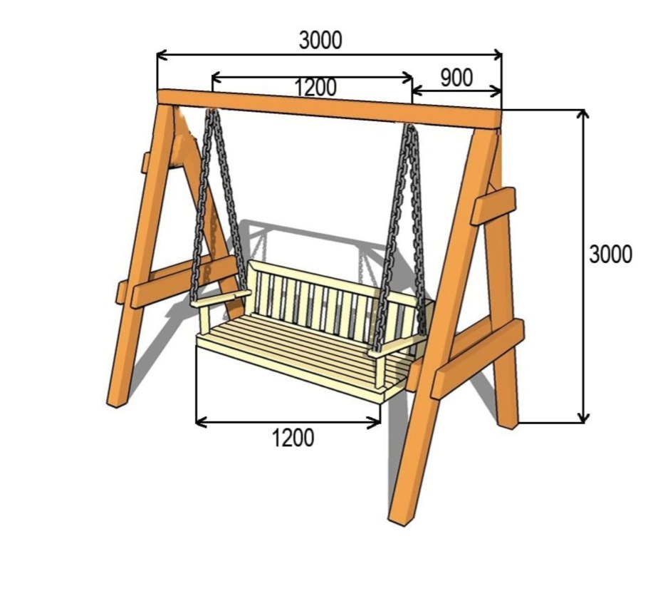 Деревянные садовые качели Глория