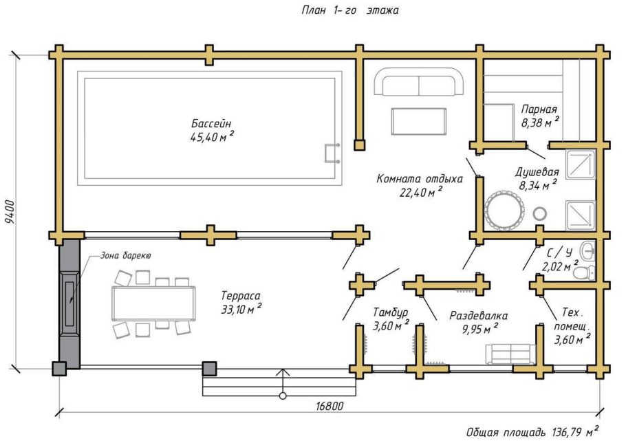 Баня 4х4 двухэтажная планировка