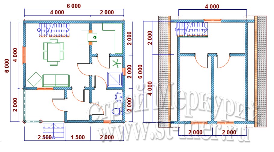 Проект бани из пеноблоков с гаражом