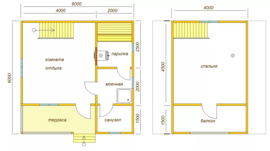 Планировка дома 6 на 6 двухэтажный