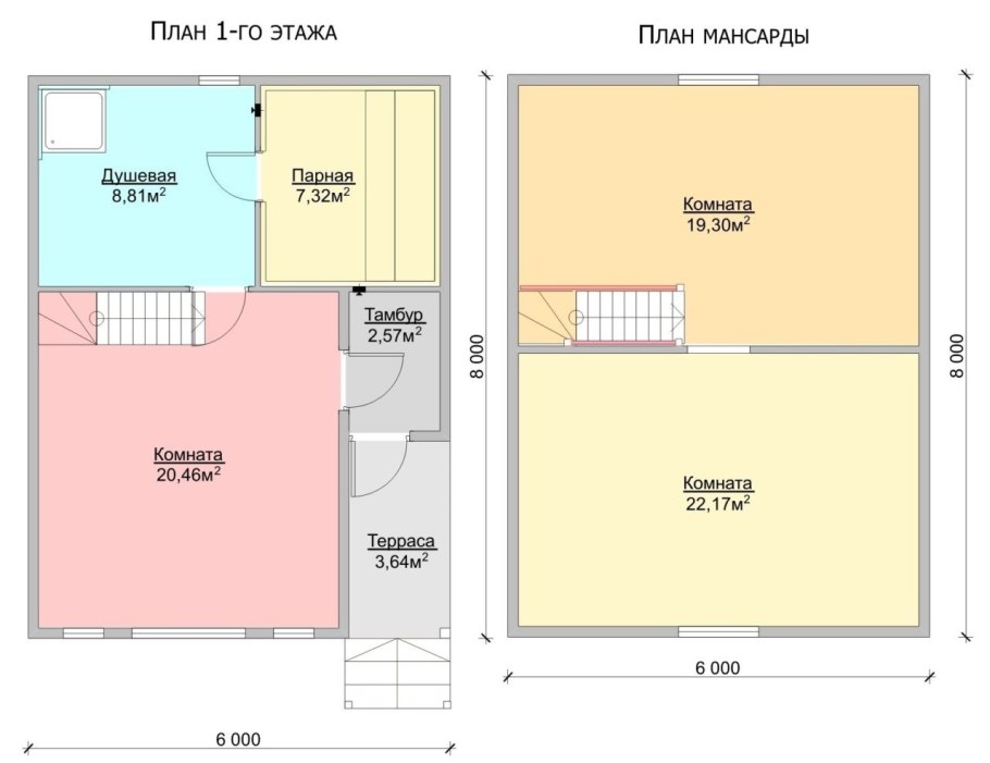 Баня 6х6 с мансардой из пеноблоков