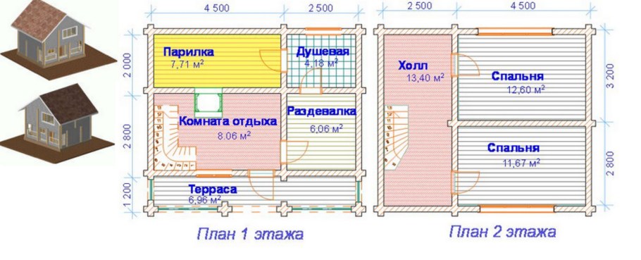 Каркасная баня 6х6 с мансардой проект