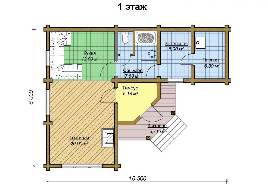 Планировка бани 5х5
