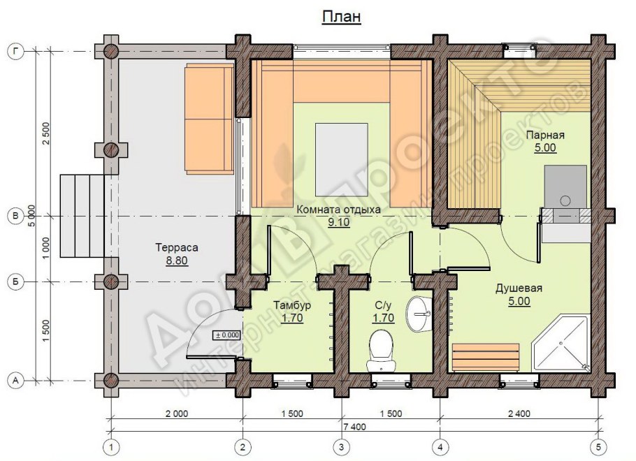 Проект дома из бруса 6х8 с мансардой