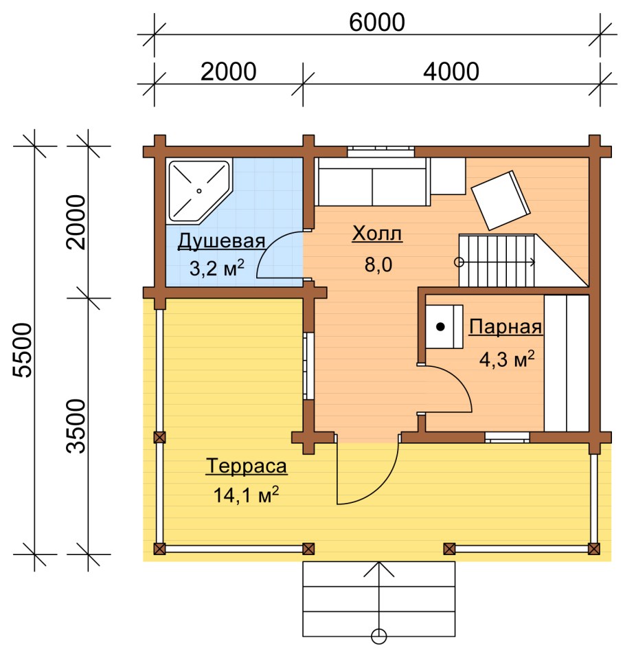 Баня 6на 6 с мансардным этажом