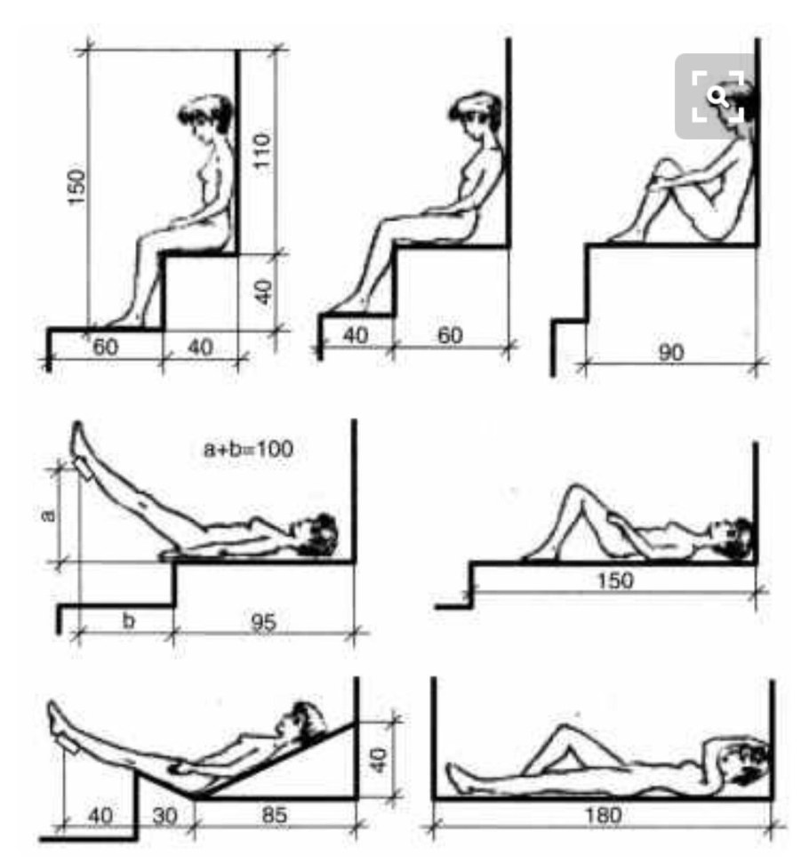 Чертеж лавки с ящиками