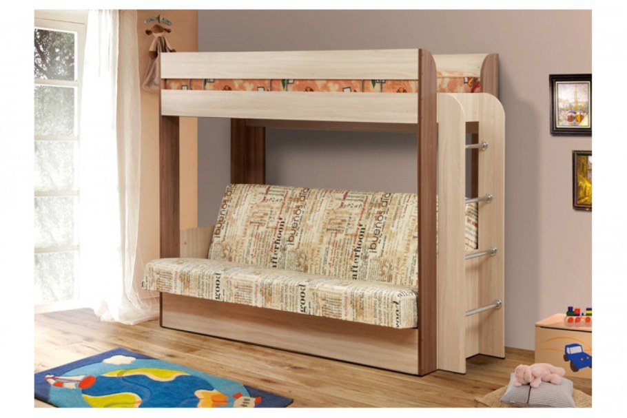 Кровать Немо двухъярусная с диваном Олмеко