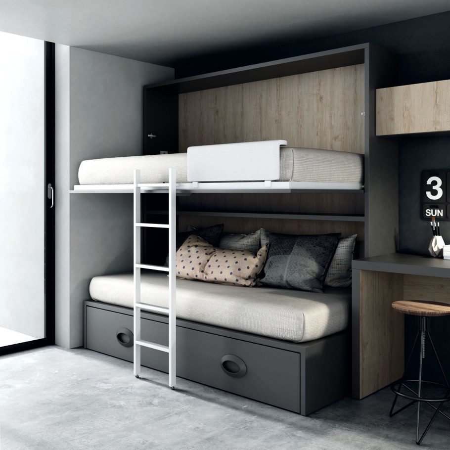 Современные двухъярусные кровати с диваном