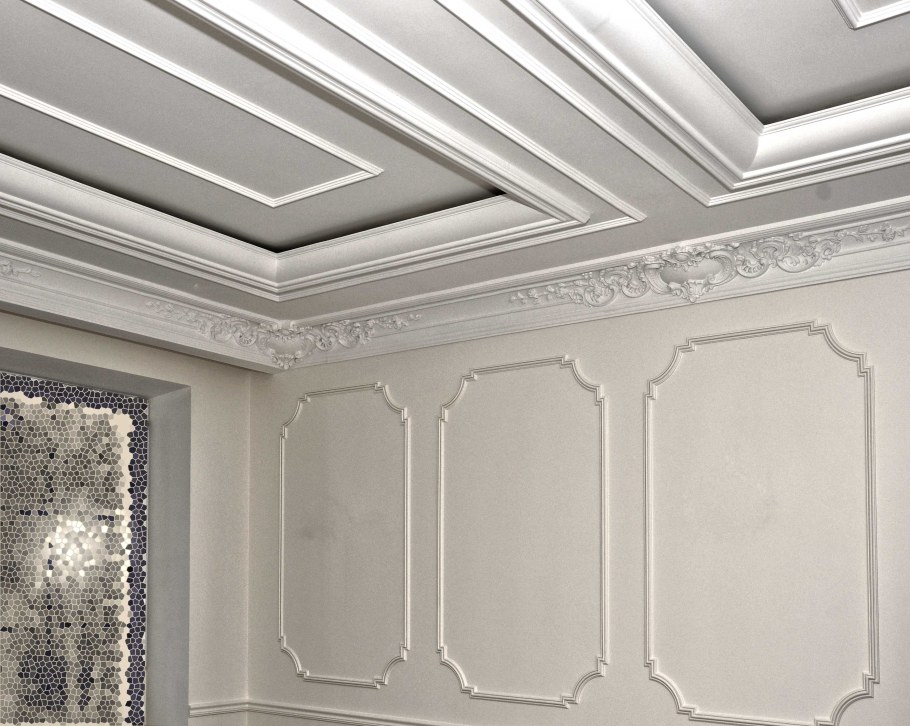 Потолочный плинтус в интерьере