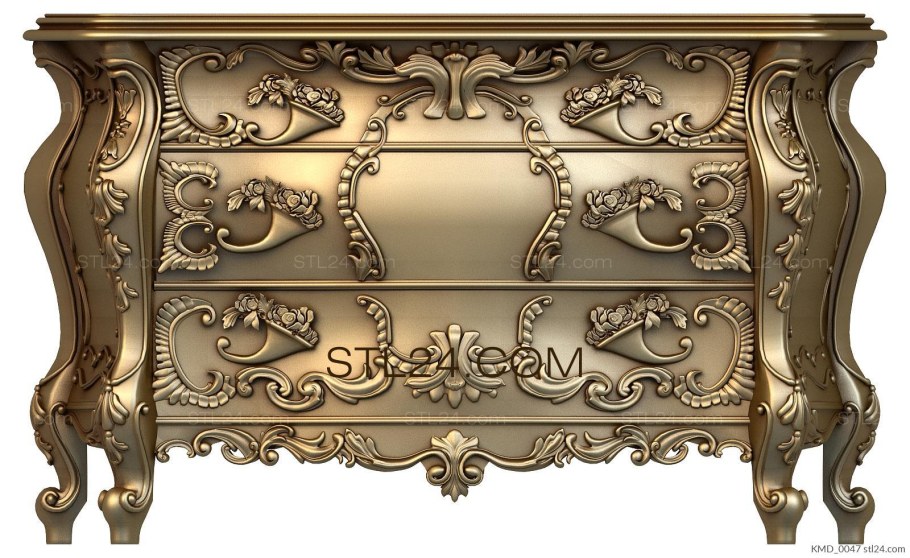 Резной комод SD-062-2200 (бронза с инкрустацией)