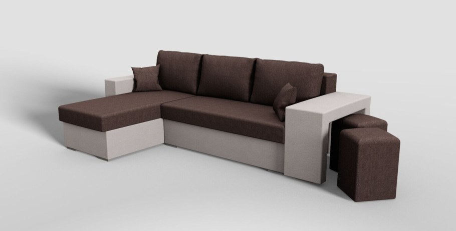 Угловой диван с пуфиком