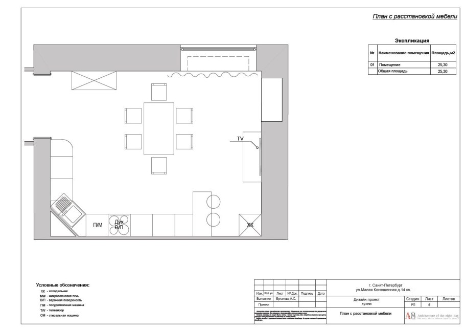 Расстановка мебели чертеж