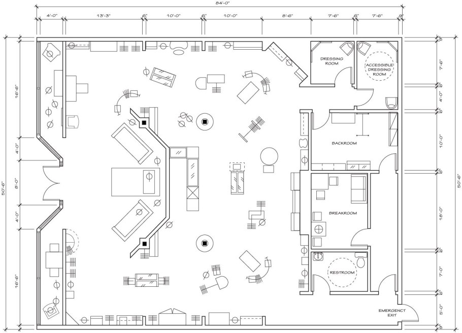 Схема расстановки оборудования салона парикмахерской
