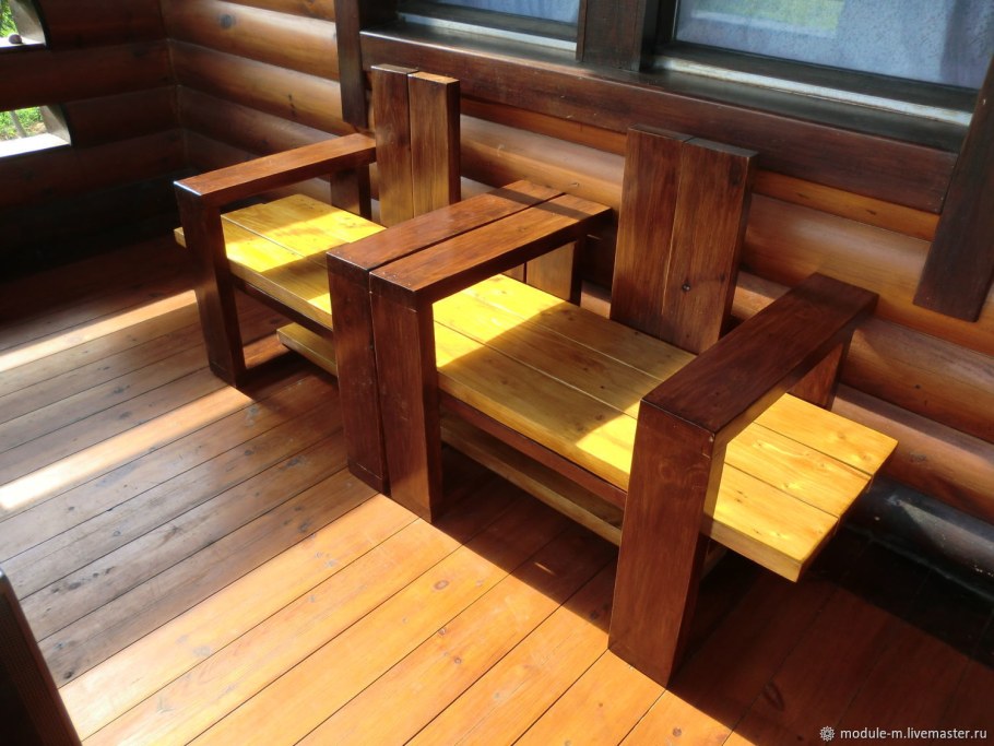 Деревянный диван для бани