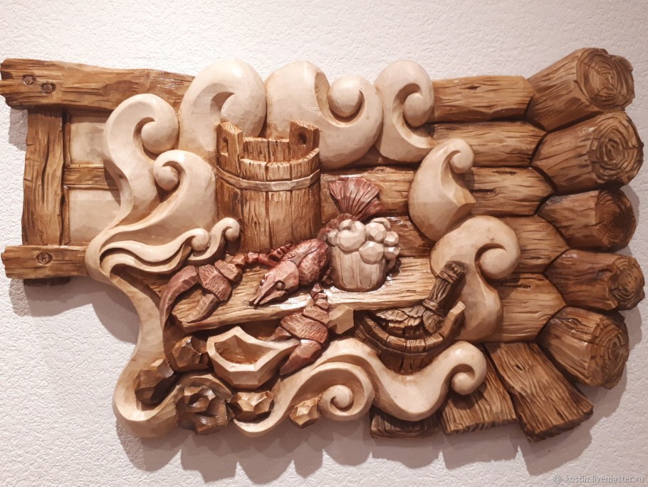 Панно из дерева резное банька