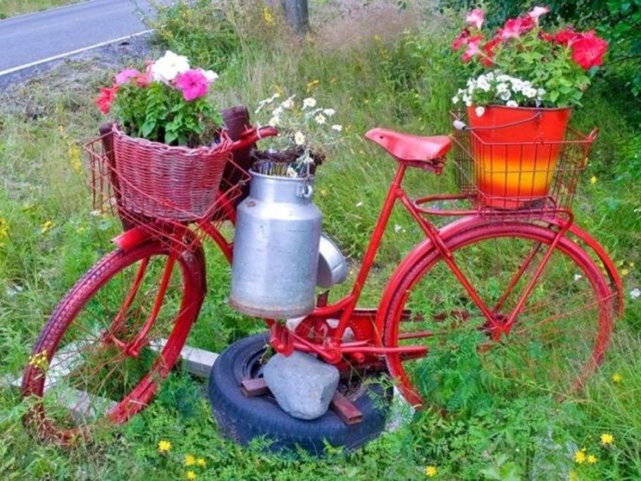 Декор для сада из велосипеда