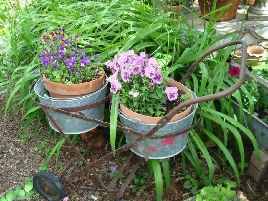 Клумба из старого ведра