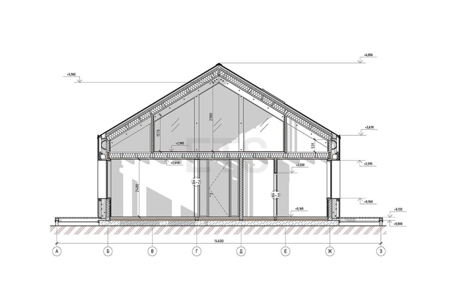 Разрез одноэтажного здания чертеж