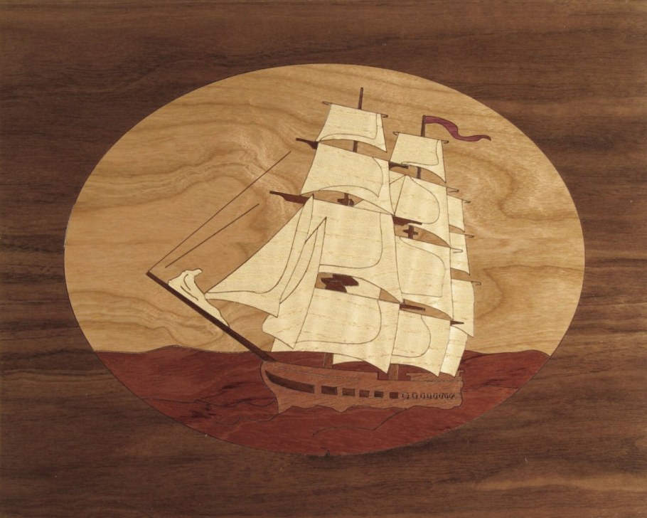 Картина из шпона кораблик