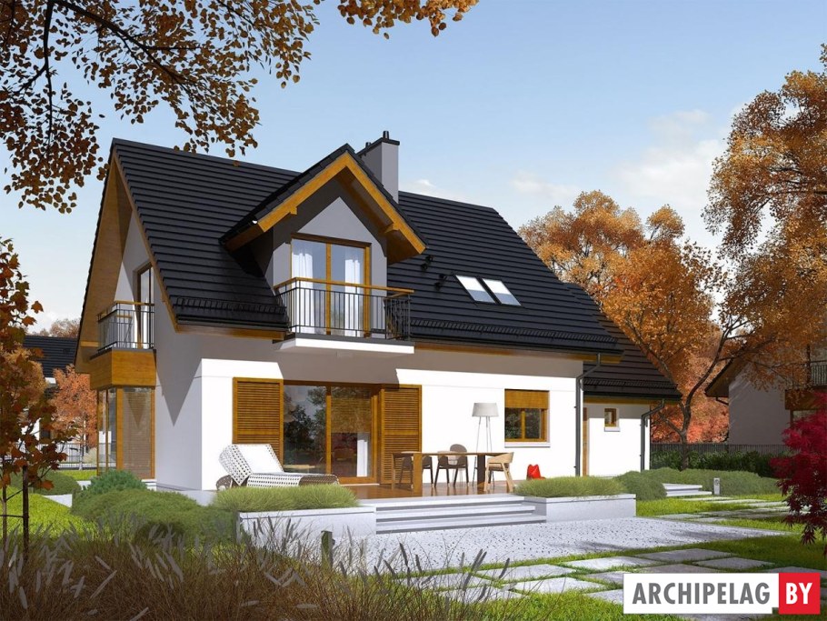 Современный дом с мезонином