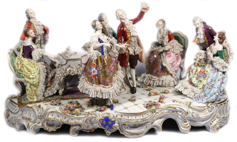 Антиквариат фарфор Севр Галантная сцена 18век