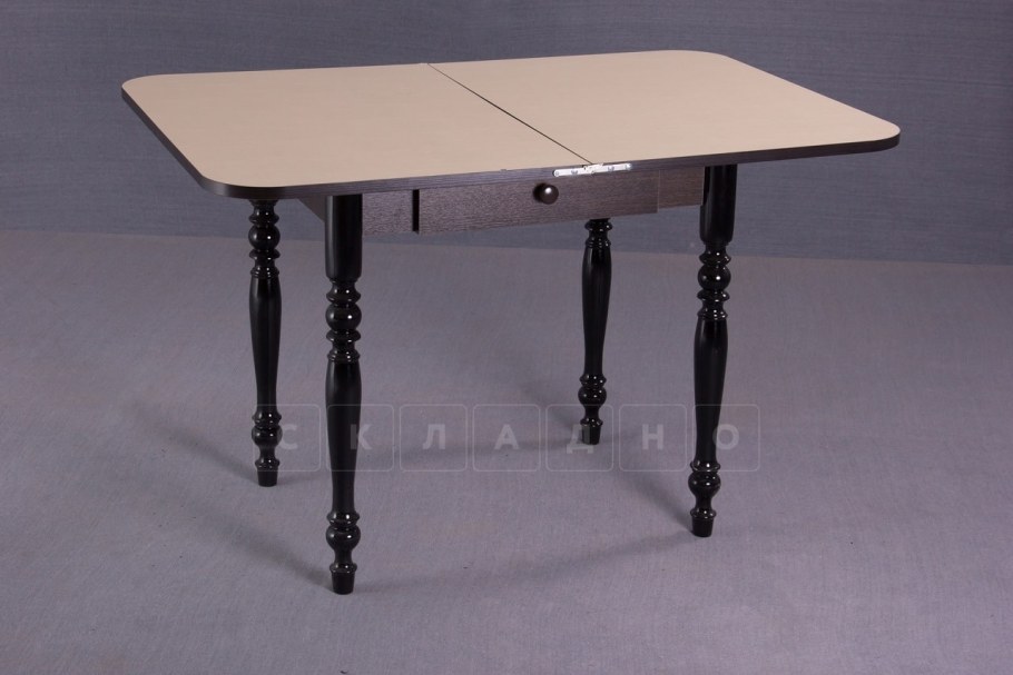 Стол ломберный (поворотно раскладной) с ящиком (белый мрамор Каррара)