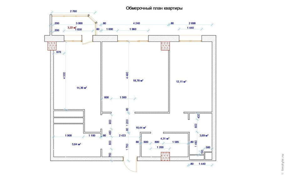 Обмерный план дизайн проект