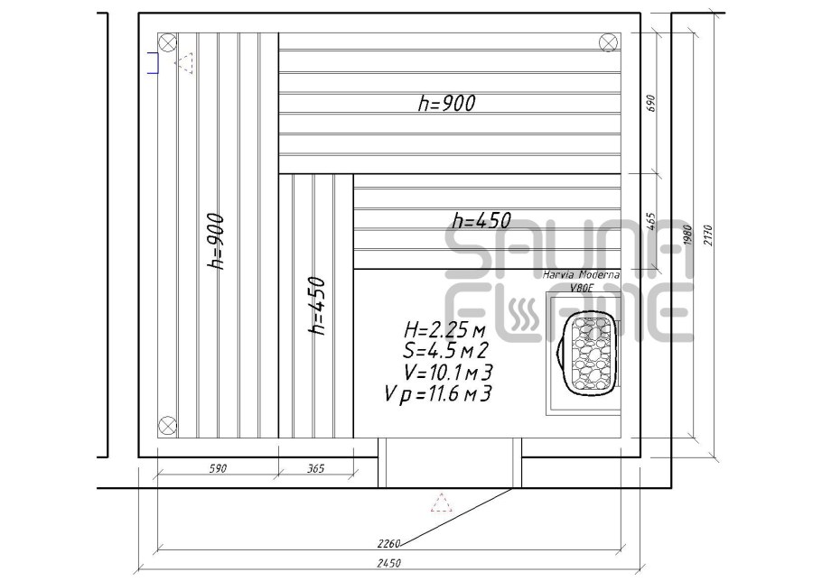 Планировка парилки бани схема