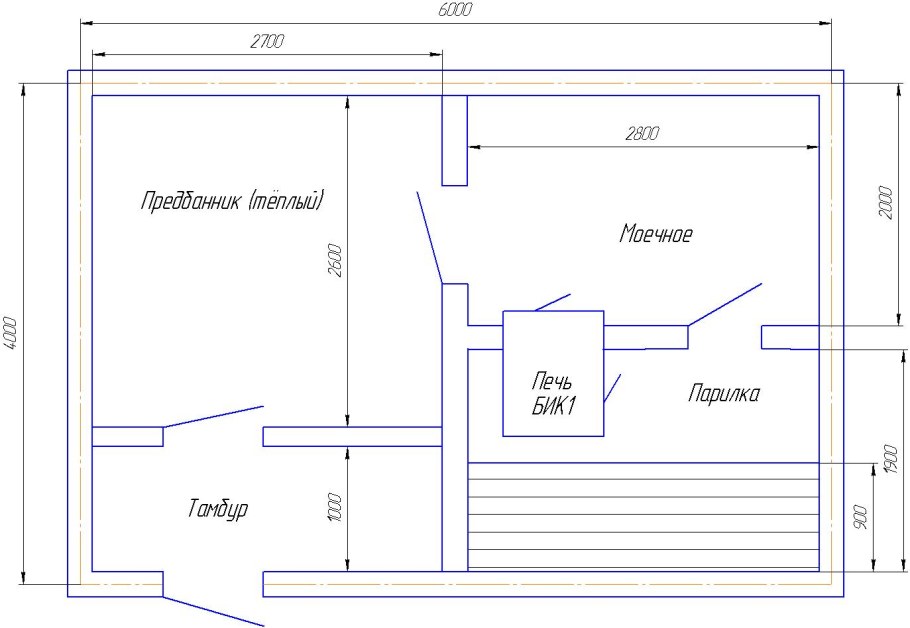 Схема бани 6х4