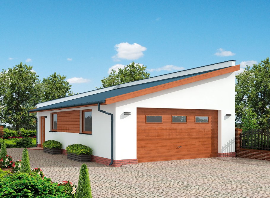 Гараж с мансардой с односкатной крышей