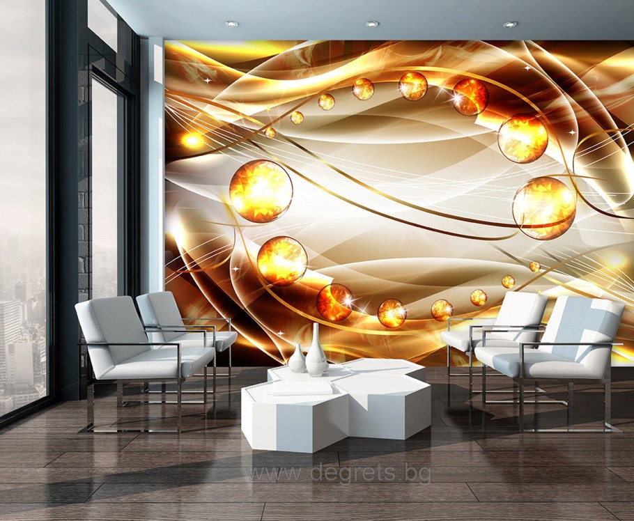 Фреска шоколад золото в интерьере