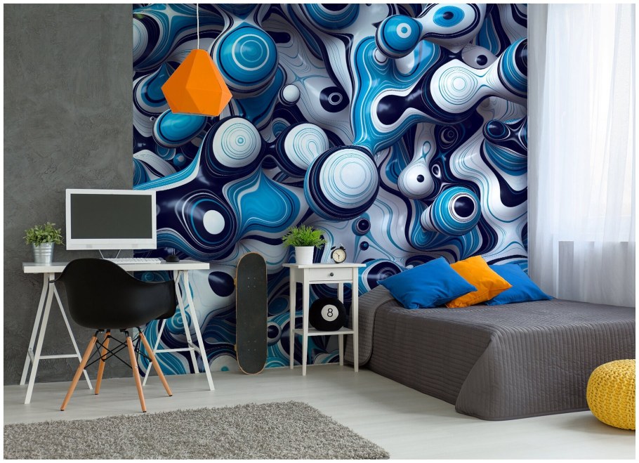 Абстрактная фреска в интерьере