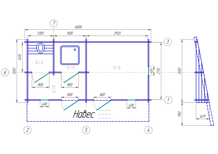 Чертеж бытовки