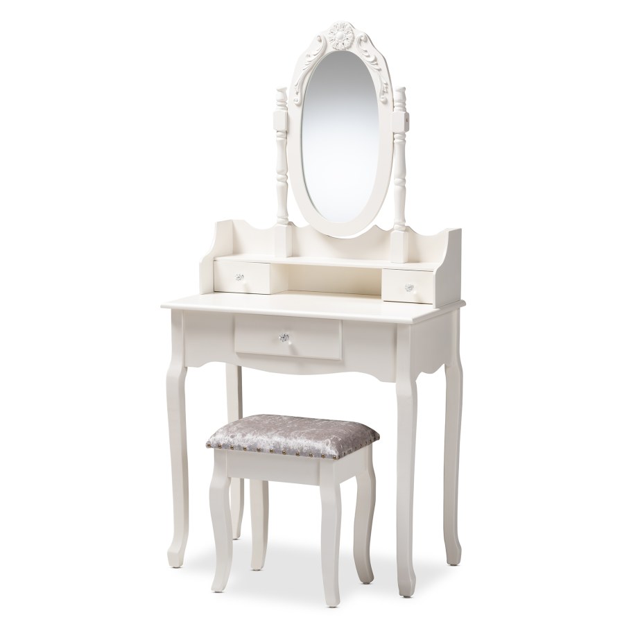 Minimalist Dresser with Five Drawers with Vanity Lamp Mirror with Sliding Dressing Table and Stools Bedroom Dresser