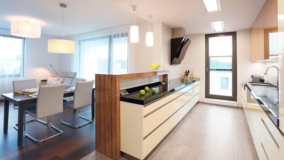 Кухни гостиные с полуостровом