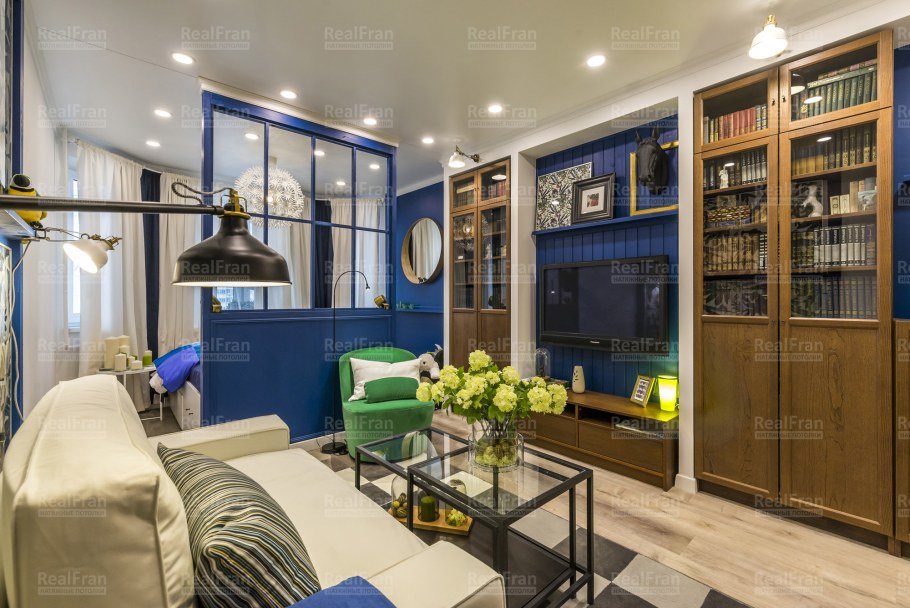 Кухня гостиная в морском стиле