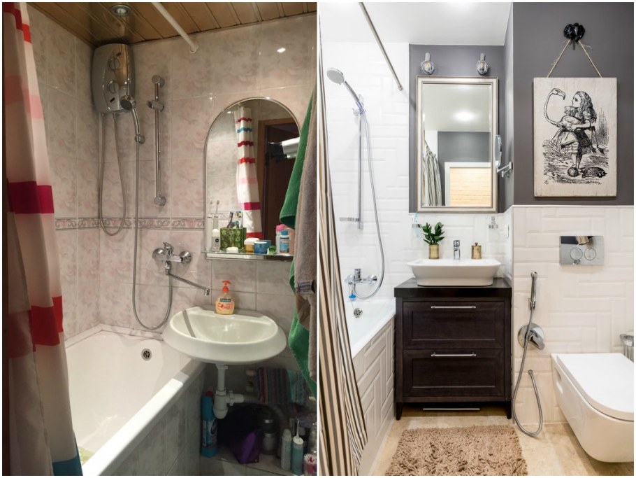 Ванная в хрущевке до и после