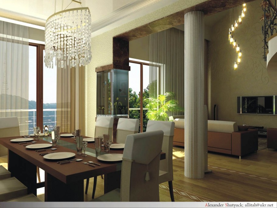 Колонна между кухней и гостиной