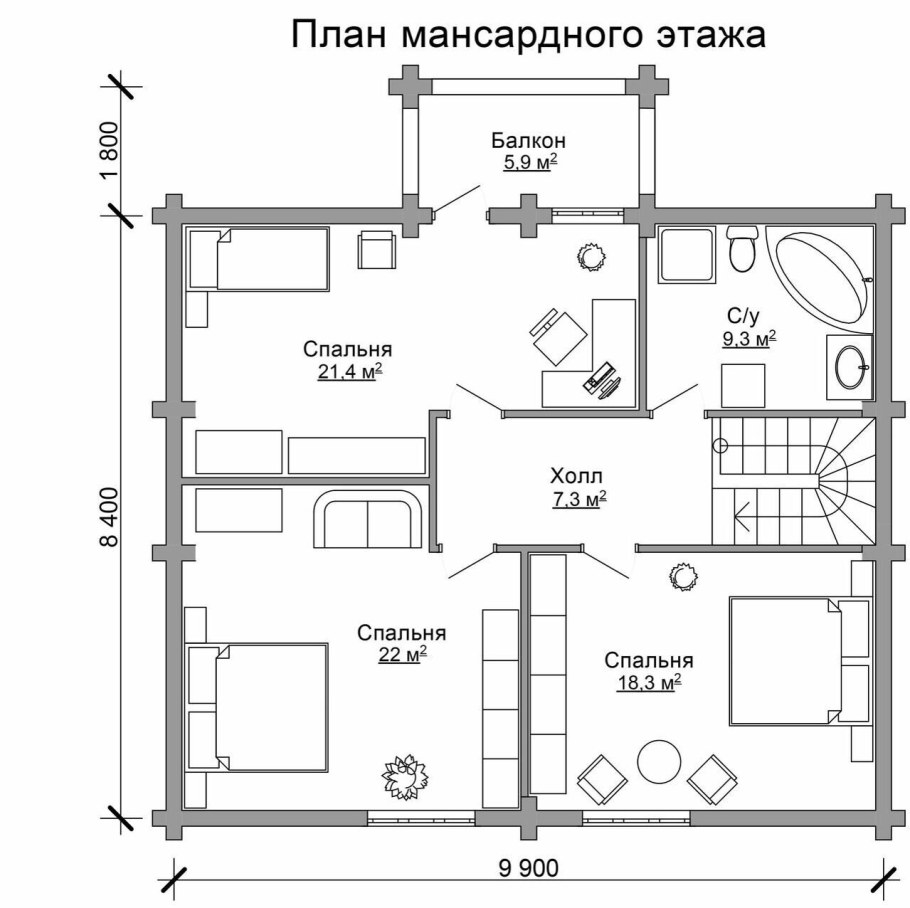 План этажа с лоджией