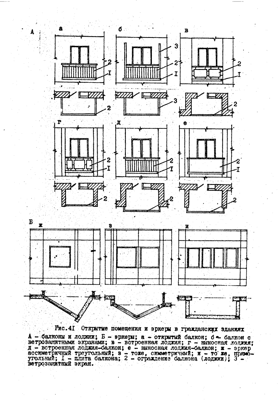 Балкона чертеж спереди