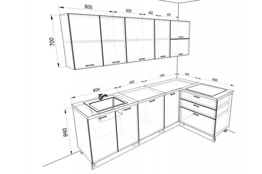Стандартная высота верхних кухонных шкафов Селена 205