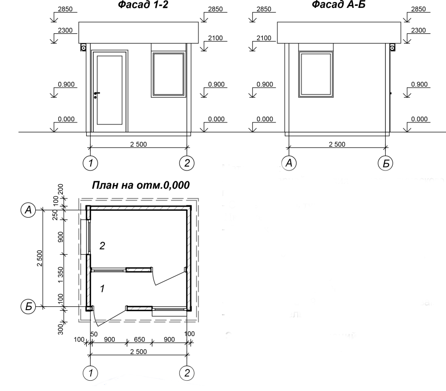 Чертеж бытовки 6х2.4