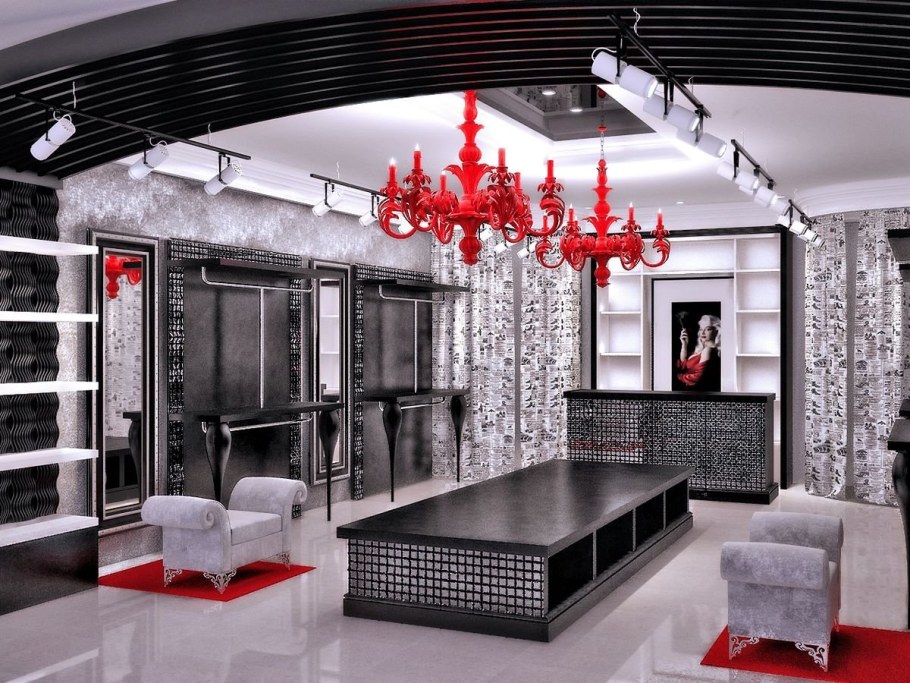 Необычный интерьер магазина одежды