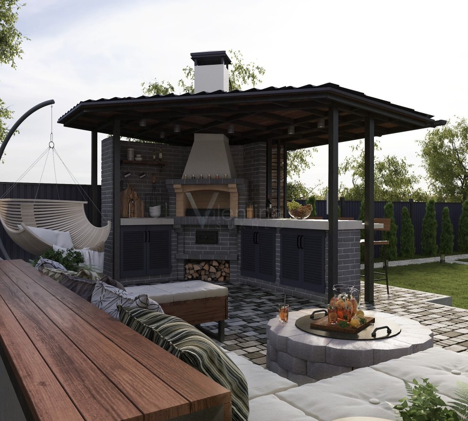 Небольшой кирпичный мангал