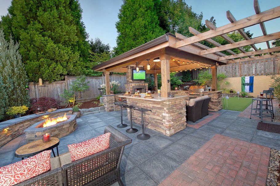 Навес для барбекю на даче