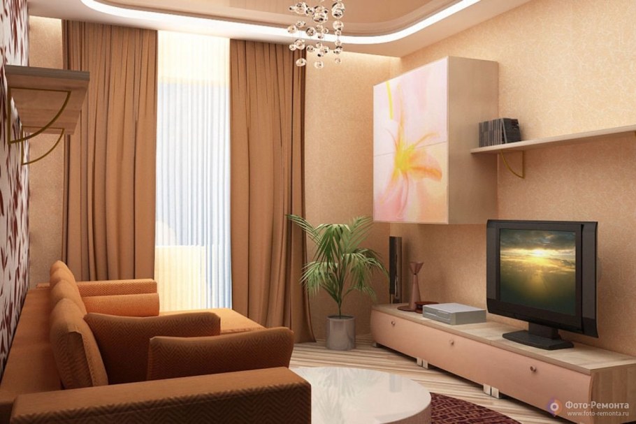 Интерьер гостинной 18кв м