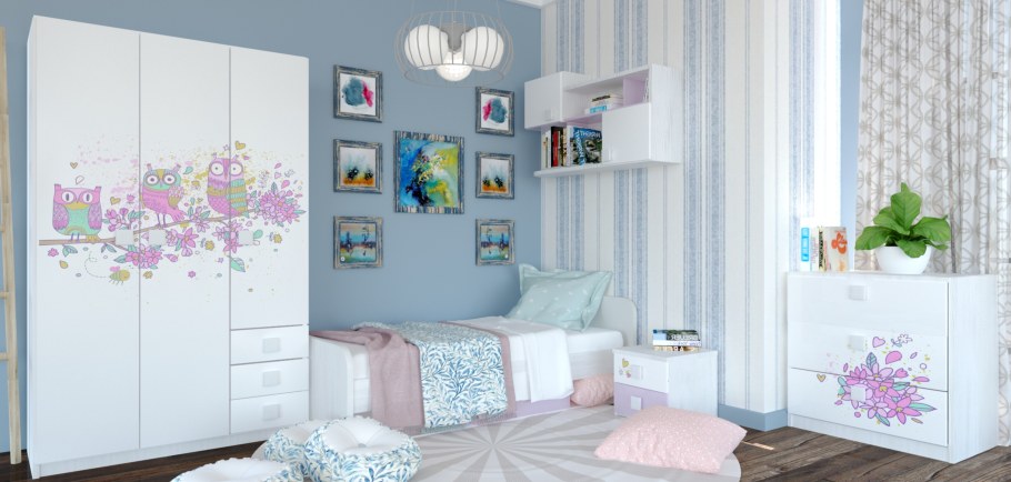 Детская кровать с бортиками Смурфики