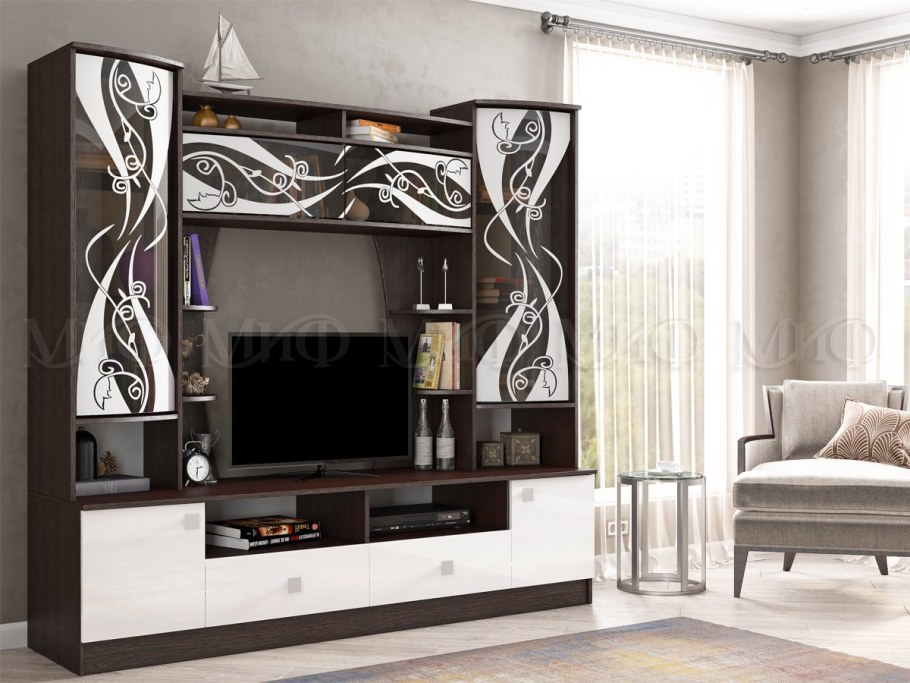 Стенка Женева Нью белый глянец